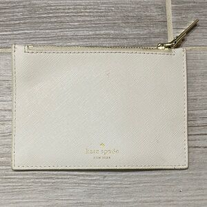 Kate Spade Beige Card Pouch with Gold Accents